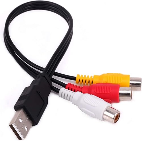 Miniatura 2 de BERANMEY - Cable USB a 3 RCA, [2 unidades] 0.8 ft USB macho a 3 RCA hembra, divisor de audio y video AV, cable adaptador compuesto para TV/PC.