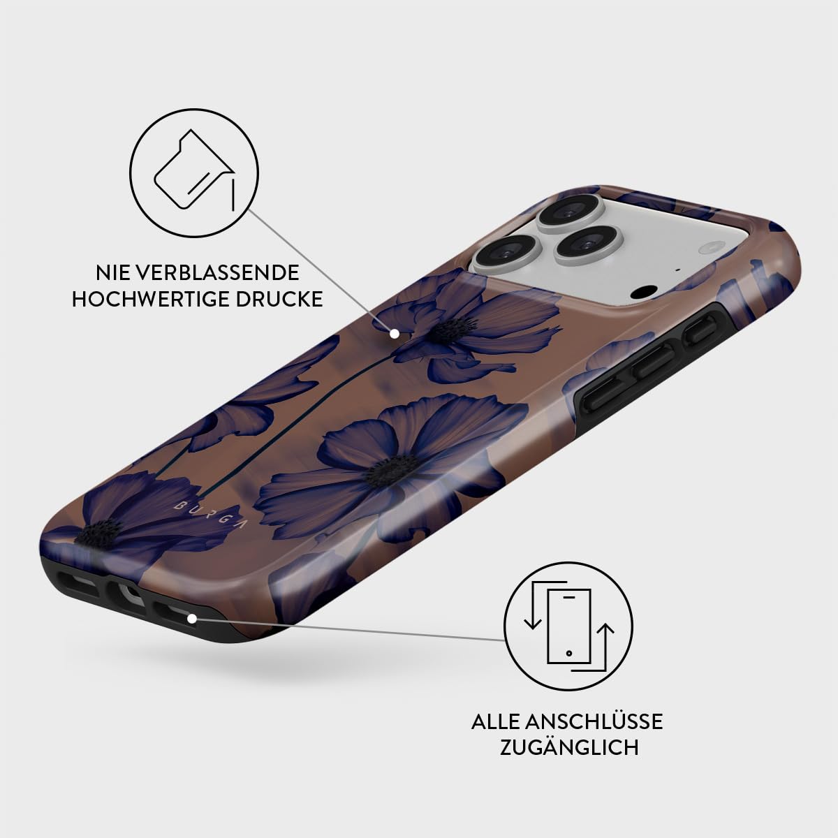 BURGA Handyhülle für iPhone 17 Pro Max – Unisex Hybrid-Schutzhülle mit stoßdämpfendem TPU & kratzfester Außenschale, erhöhter Displayrand, MagSafe-kompatibel, kabelloses Laden, stylisches Design