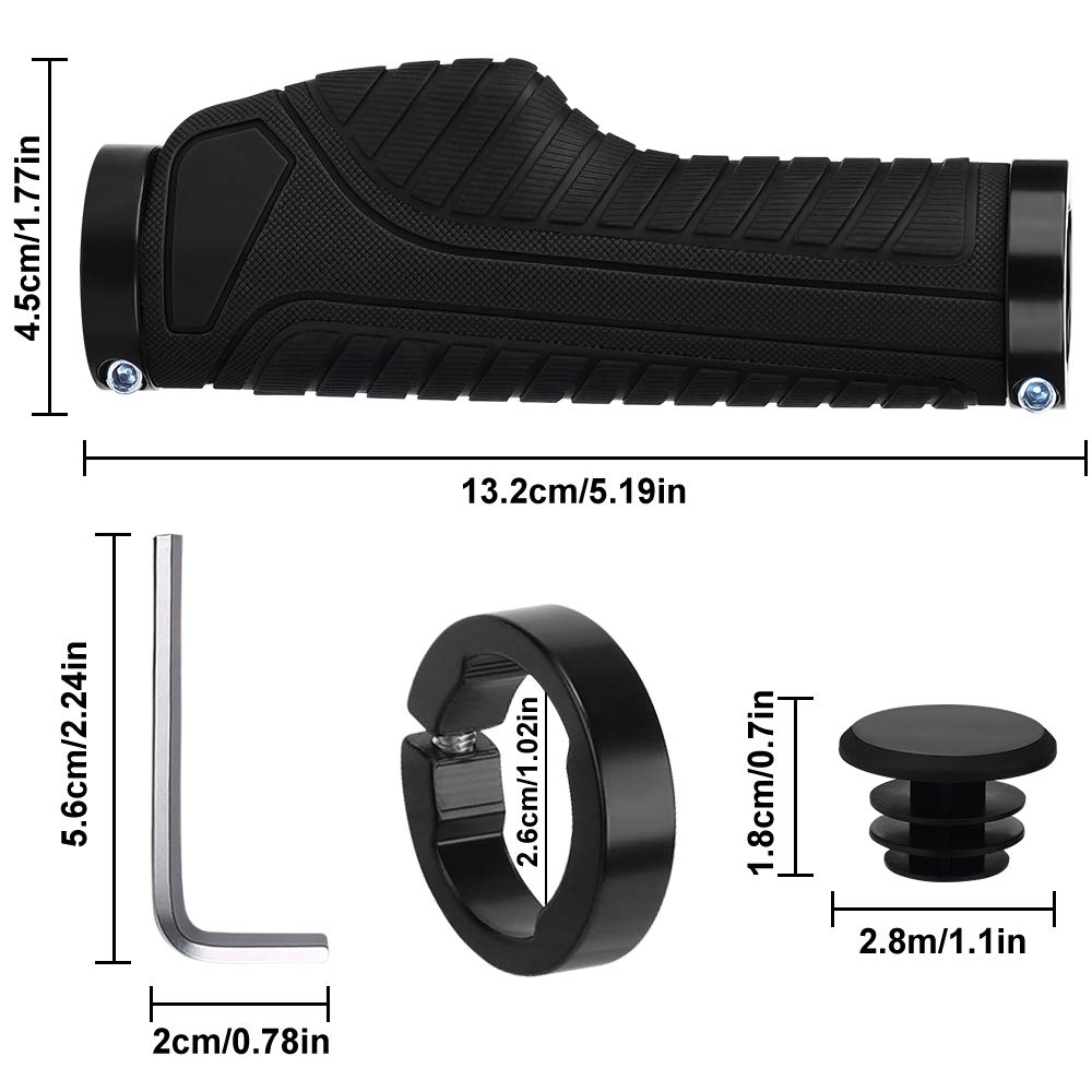 Poignées De Guidon VTT Ergonomiques - Caoutchouc TPR Antidérapant Avec Serrure Aluminium - Pour Guidon 22,2 Mm - Installation Facile