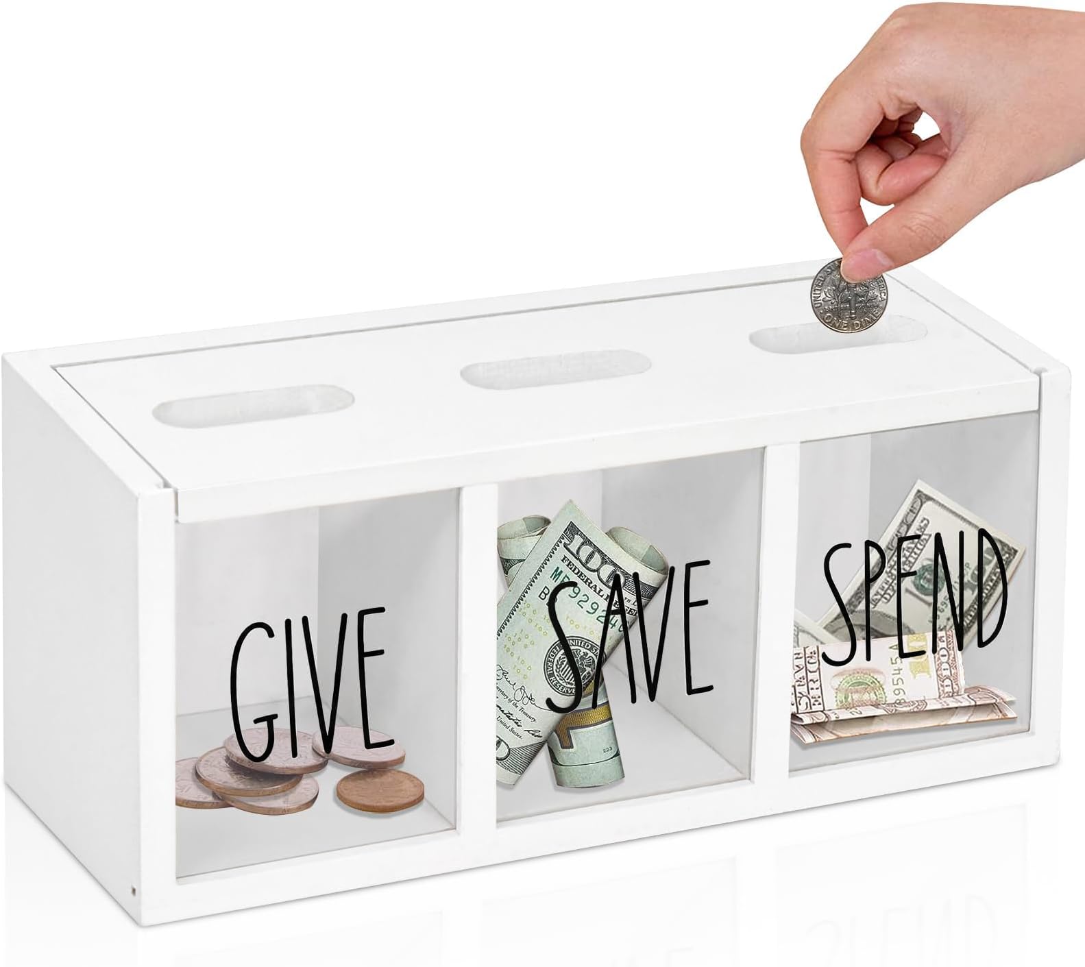 Wooden Piggy Bank for Kids, Money Saving Box for Adults, Kids Banks for Bills and Coins, Boys & Girls Piggy Bank, Visualized Saving Box Boalord for Bedroom, Living Room, Laundry Room, Countertop