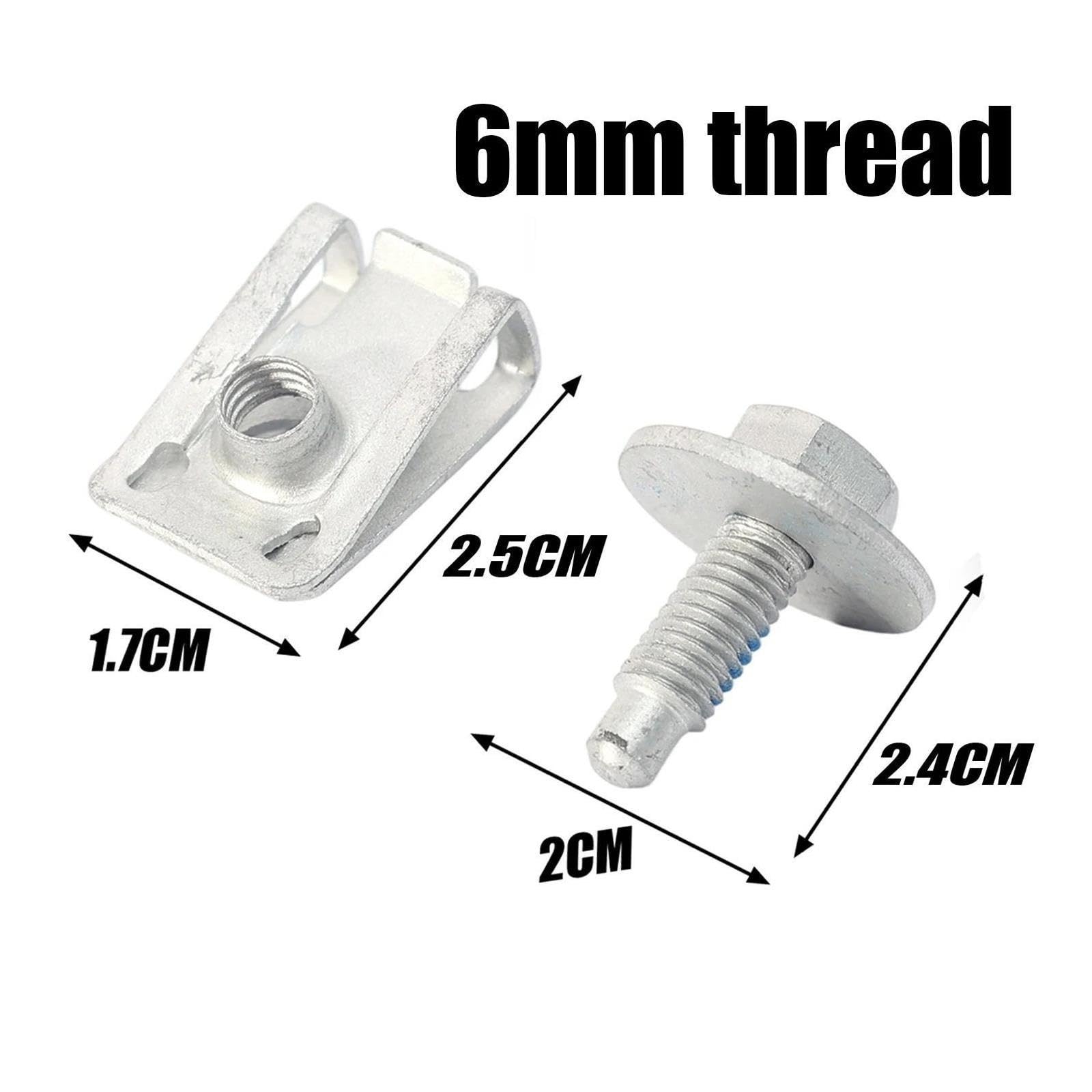 M6 Metall-Sechskantschrauben mit U-förmiger Mutter, Unterlegscheibe, universelles Auto-Kotflügel-Liner, Stoßstange, Motor, Spritzschutz, Befestigungsschrauben(50set)