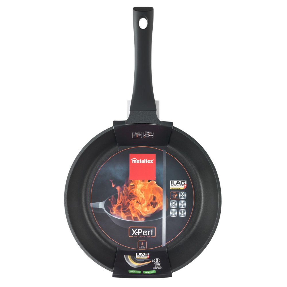 METALTEX XPERT Cacerola Alta – 28 Cm Topf, Aluminiumguss, ILAG 3-fach Antihaft, Für Alle Herdarten