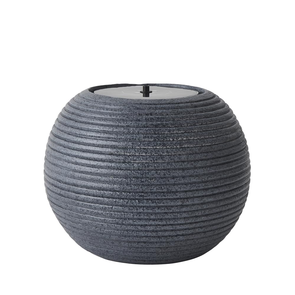 ValueLights | Round Ribbed Solar Powered Outdoor Cascading Water Fountain Feature Garden Light