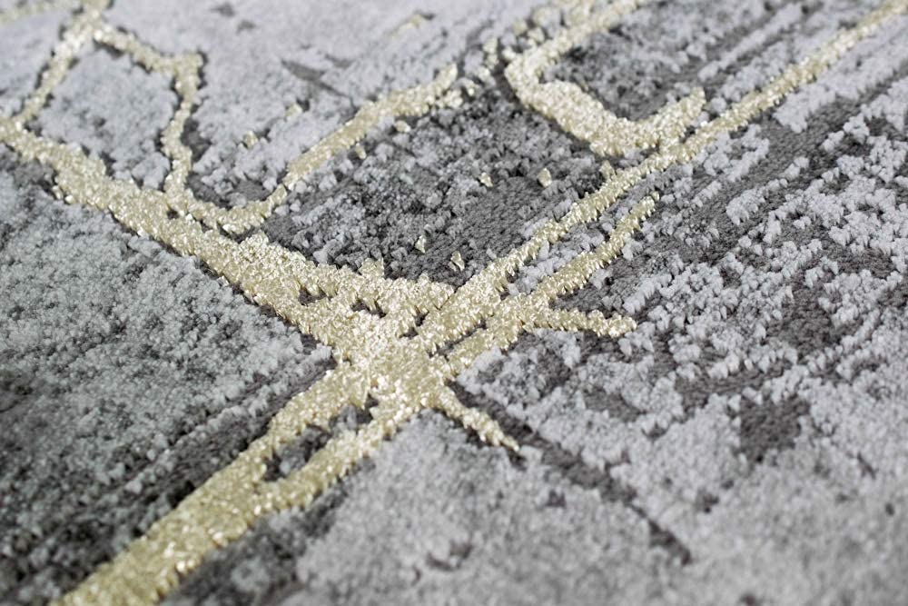 Tapis de salon moderne tapis abstrait en gris crème or Größe 60x110 cm