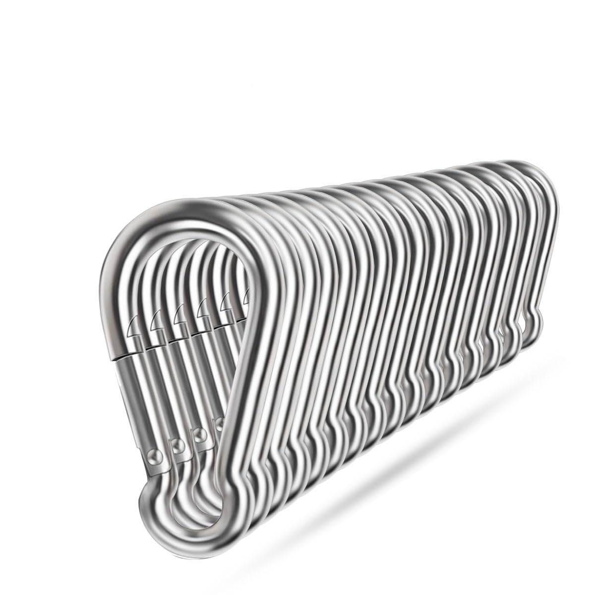 Ekunbuy Karabinerhaken aus 304 Edelstahl,federbelasteter Karabinerhaken,Carabiner,Federklammern, Feuerwehr-Karabiner, Schnalle, Seilverbinder für Camping, Wandern,Zughilfen