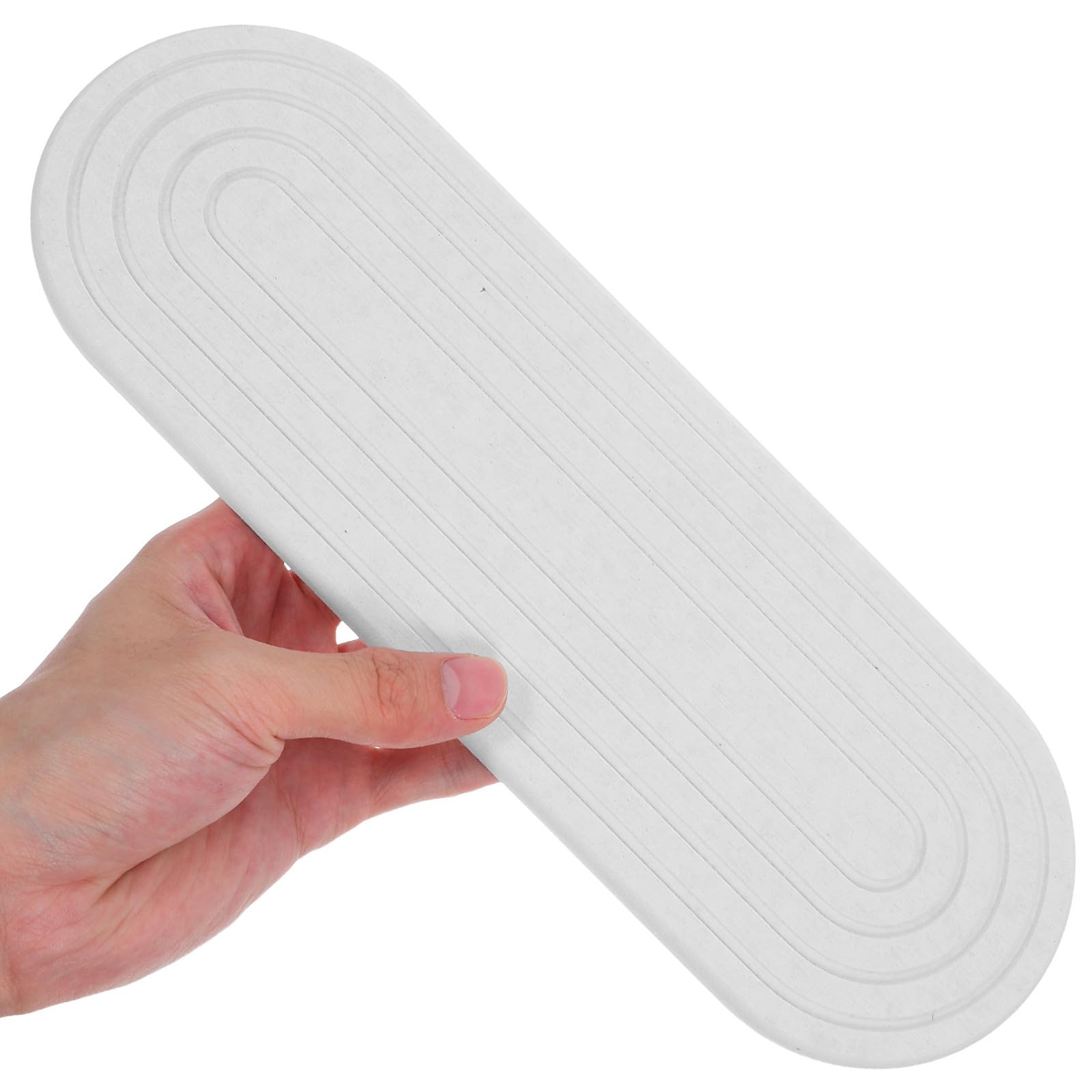 Vassoio in Pietra Diatomacea Bianco Assorbente per Bagno e Cucina Supporto in Legno Stabile e Asciugatura Rapida per Porta Bicchiere da Denti