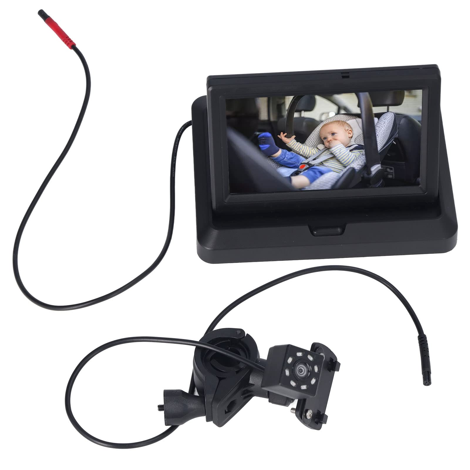Caméra Voiture Bébé Réglable Clair Lumière Grand Angle Arrière Caméra de Siège pour Bébé Sécurité Clarté Angle Stable Matière Plastique Installation Facile Vision Nocturne (5,0 Pouces)