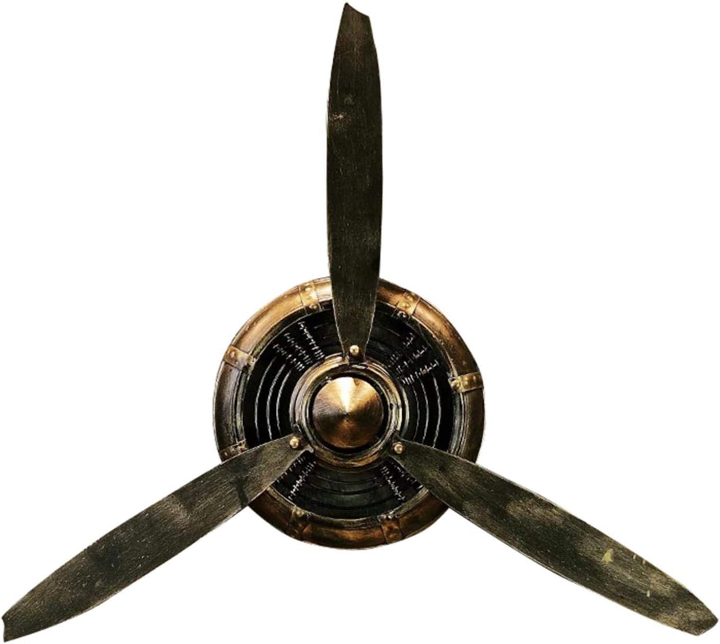 Airplane Propeller Vintage Wall Decor, Retro Bronze Metal Propeller Wall Art, Hanging Airplane Propeller Decor Wall Decorations for Living Room, 25.59x25.59x3.15inch