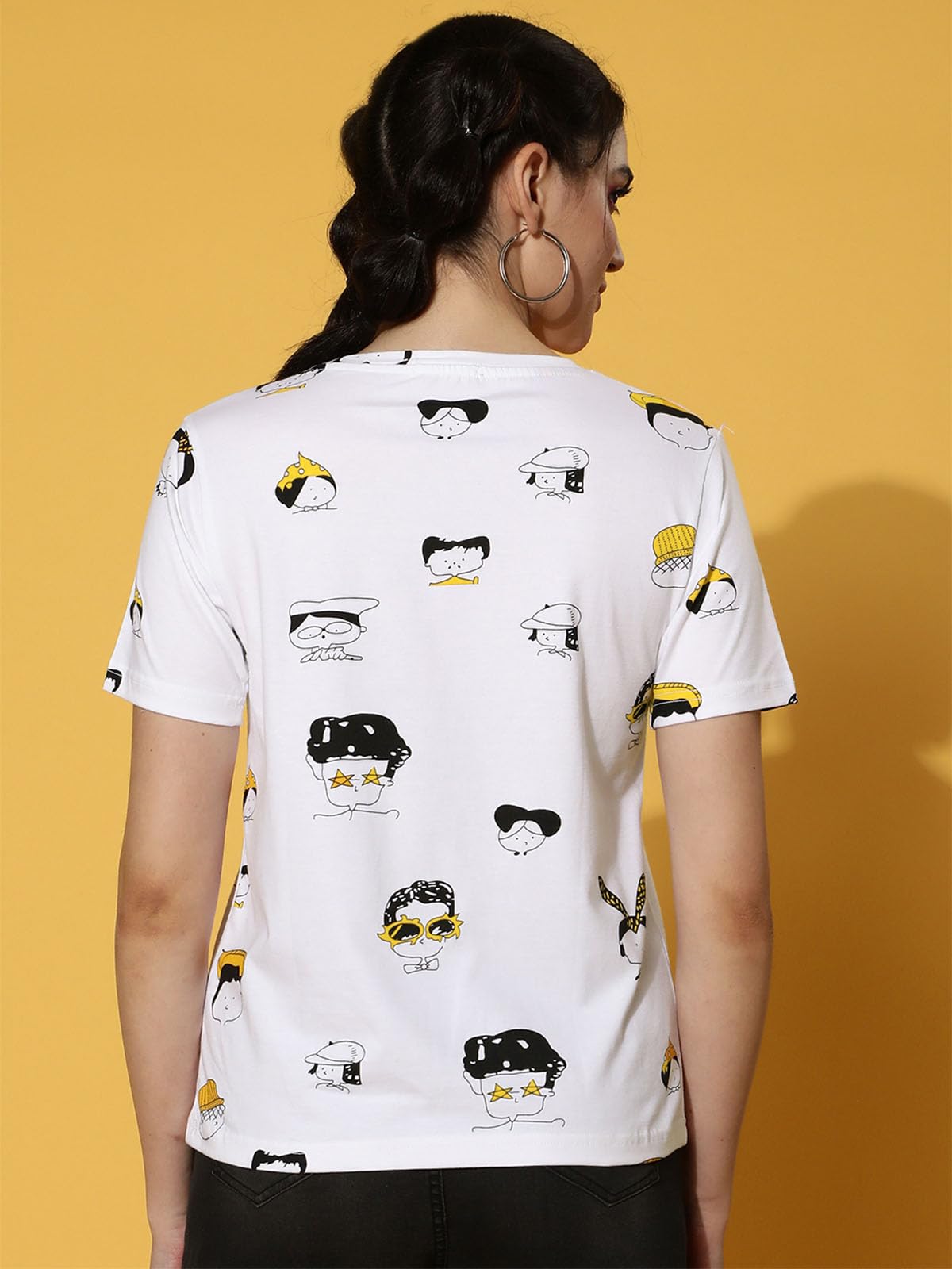 JUNEBERRY T-shirt girocollo in cotone bianco con stampa conversazionale per donne e ragazze