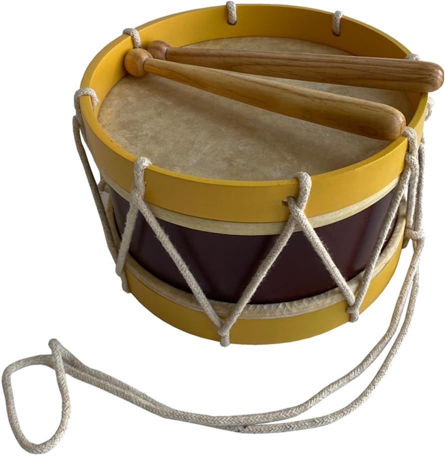 7-1/2" Civil-Revolutionary War Era Wooden Marching Drum Antique Reproduction with Drum Sticks