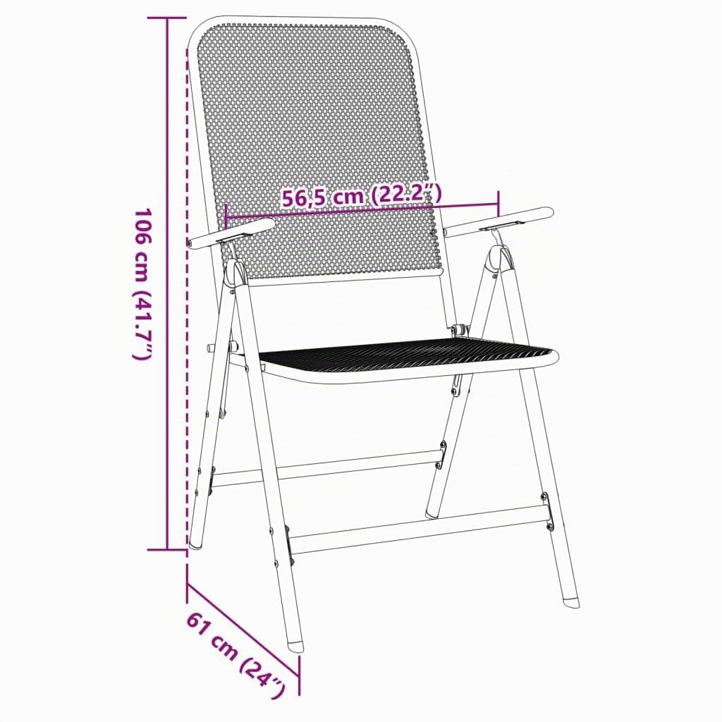 vidaXL 2X Silla Jardín Plegable Mueble Mobiliario Soporte Terraza Balcón Patio Salón Cocina Comedor Sala Antracita Malla Metálica Expandida