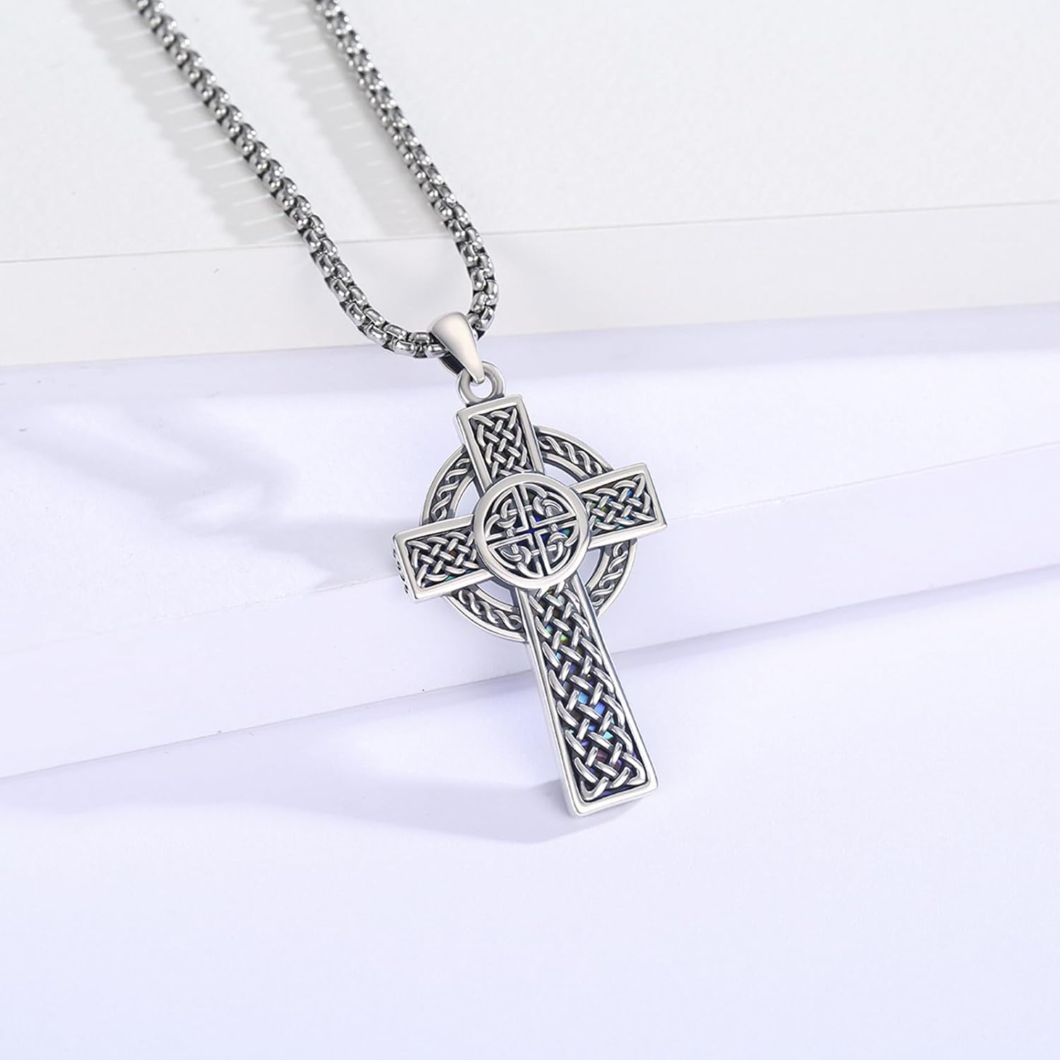 925 Sterling Silver Patron Saint Necklace Amulet Protection Pendant Religion Jewelry for Men Women With Stainless Steel Chain and Gifts Box - Image 5