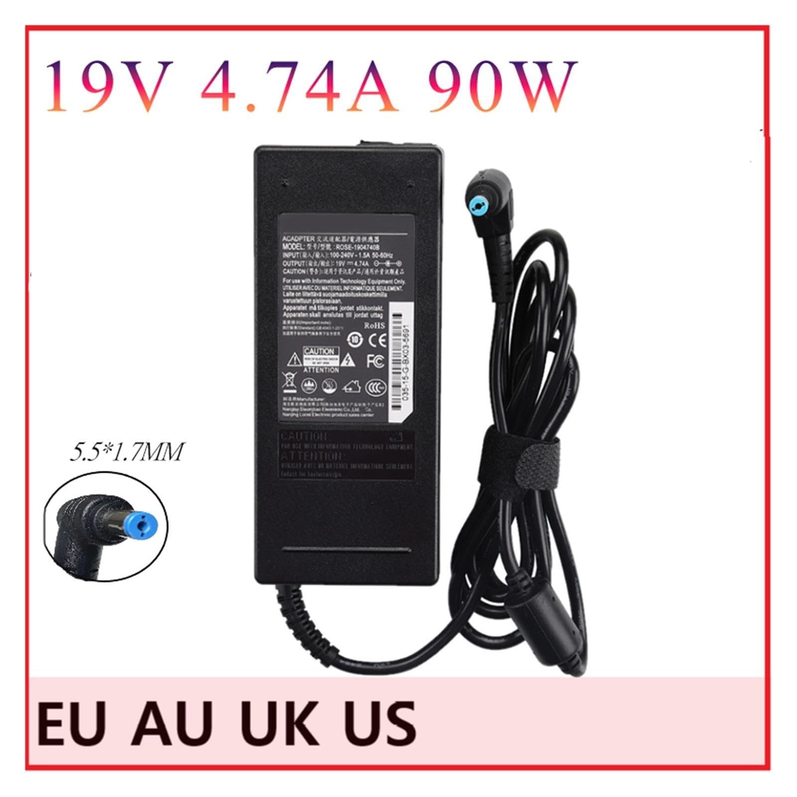 Caricatore for Laptop, Compatibile Con ACER, Compatibile Con Aspire V3-771 V3-771G V5 471G V5-531P-551G-552G 561G 571G 571P Alimentatore for Giro Caricatore CA 19 V 4,74 A(No power cord)