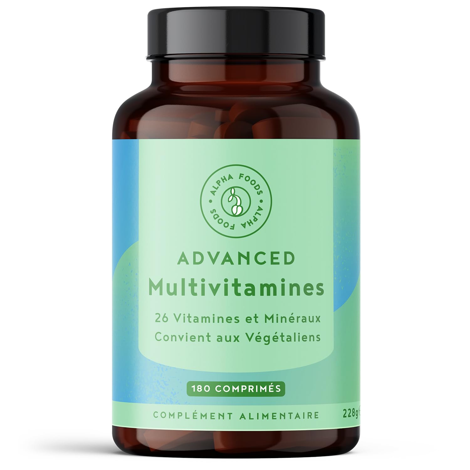 Multivitamines et Minéraux Alpha Foods – 180 Comprimés Vegan - 26 Vitamines & Minéraux avec Vitamine A B C D E K Calcium
