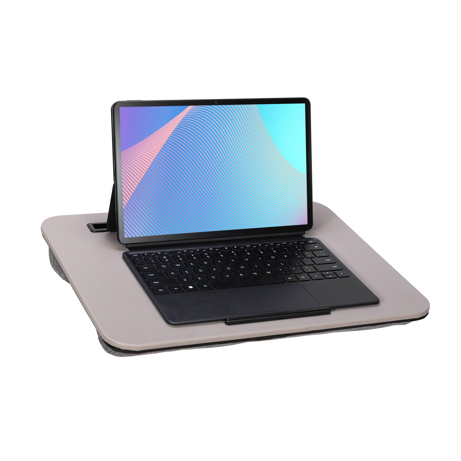 Portable Laptop Desk Fits Up to 16“ Laptops, with Tablet Slot, Built-in Cushion, Great for Home & Office,Lap Desk for Laptop,Lap Desk with Cushion (Gray, Medium)