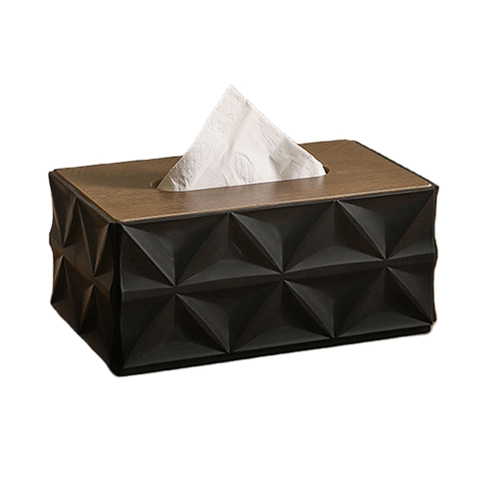 Xinsheinelry Unique Wooden Topped Paper Towel Holder Tissue Dispenser with Wood Lid for Countertop Storage and Display Modern Tissue Dispenser