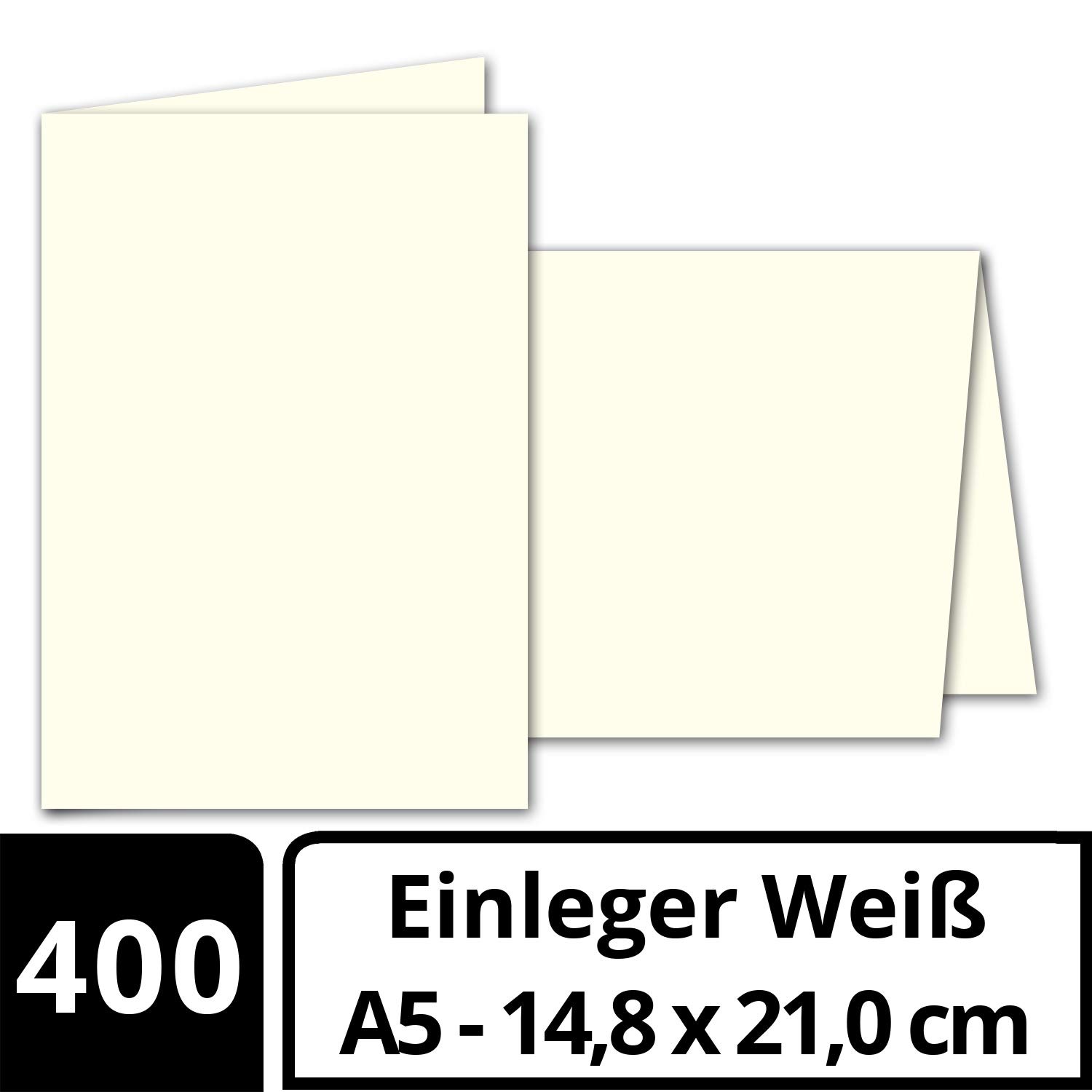 400x papel de inserción plegable para tarjetas dobles DIN A5 - blanco natural - 297 x 210 mm (210 x 148 mm plegado) - ideal para imprimir con tinta y láser - papel mate de GUSTAV NEUSER