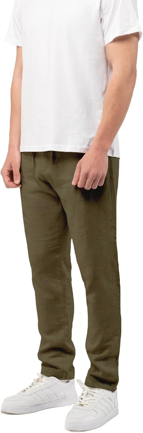 Cholp 100% Linen Dress Casual Resort Pants for Men – Relaxed Fit Drawstring Summer Trousers | Rich Famous Collection - Image 6
