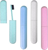 Hooqict 4-Pack Travel Toothbrush Cases - Portable Holders with Double Vents for Dry, Hygienic Brushes - Travel, Camping, Gym Essential