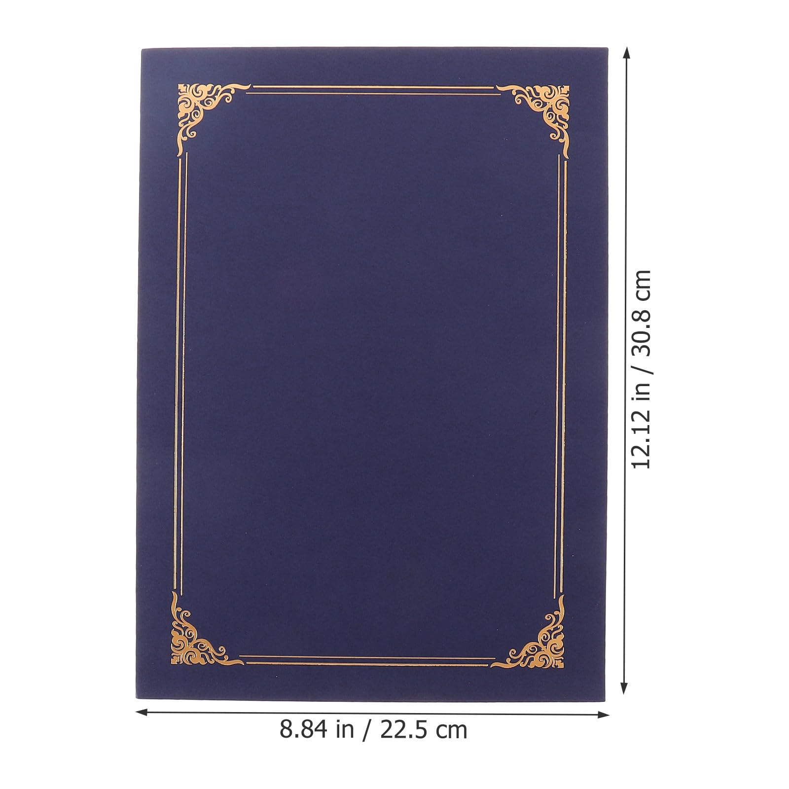 10 fundas para Certificados de Papel Azul Borde de Lámina Dorada Porta Documentos para Diplomas y Premios Protector Oficina y Es Paquete de 10 Piezas