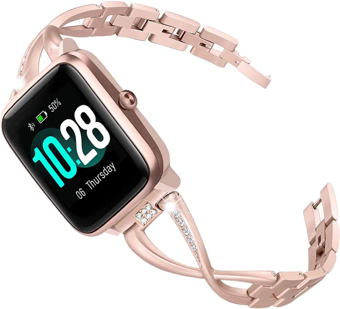 ViCRiOR Women Band for ID205L Veryfitpro Smart Watch, Bling Diamond & Stainless Steel Watchband Quick Release Strap Jewelry Wristband for ID205L, ID205G ID205 ID205U ID205S