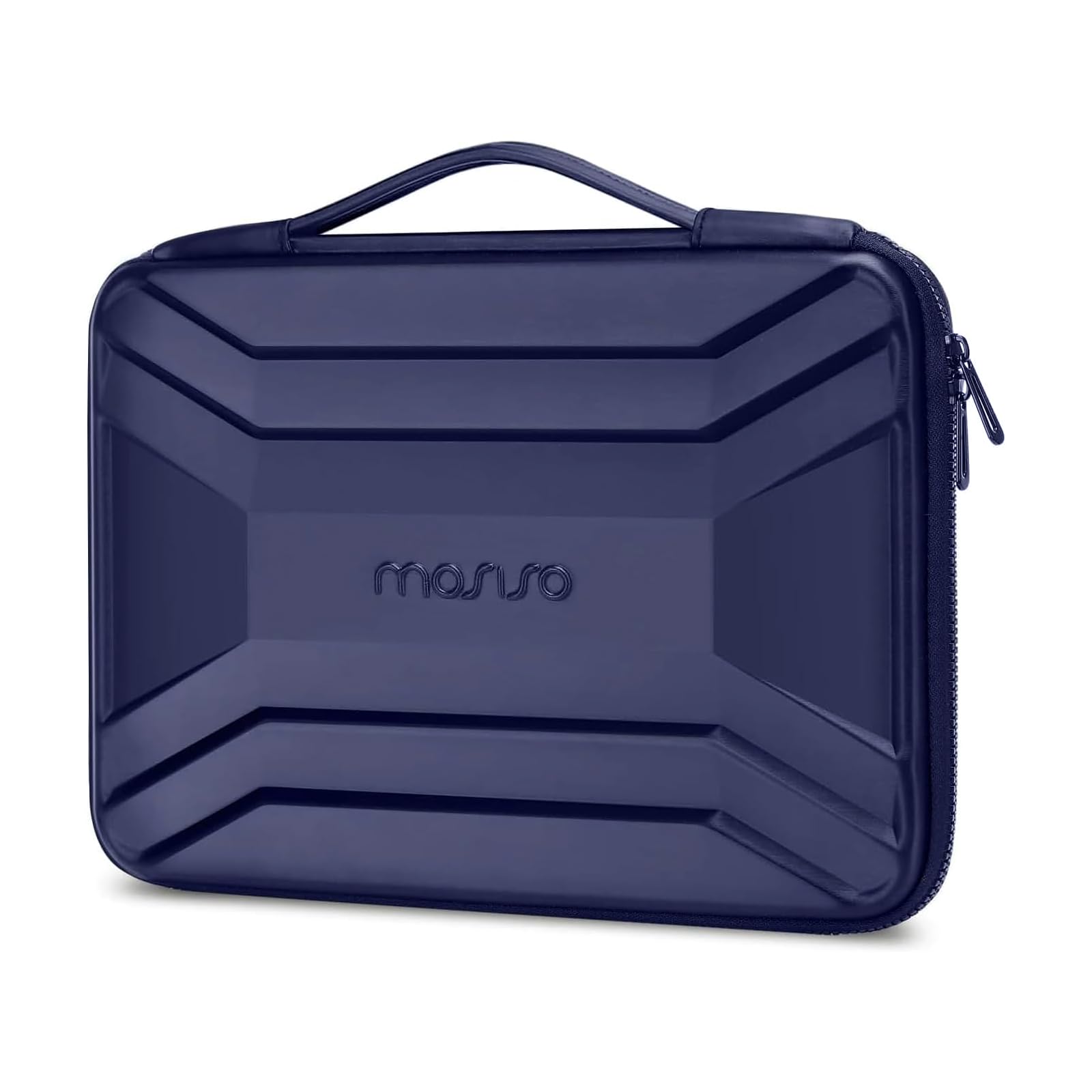 MOSISO 13-14 Zoll Laptoptasche Hartschale, 13,3 Zoll Laptophülle Stoßsicher Wasserdicht, Kompatibel mit MacBook Air/Neo/Pro 13 /Pro 14, HP, Symmetrisch Trapezoid Laptop Hülle mit Griff, Marineblau