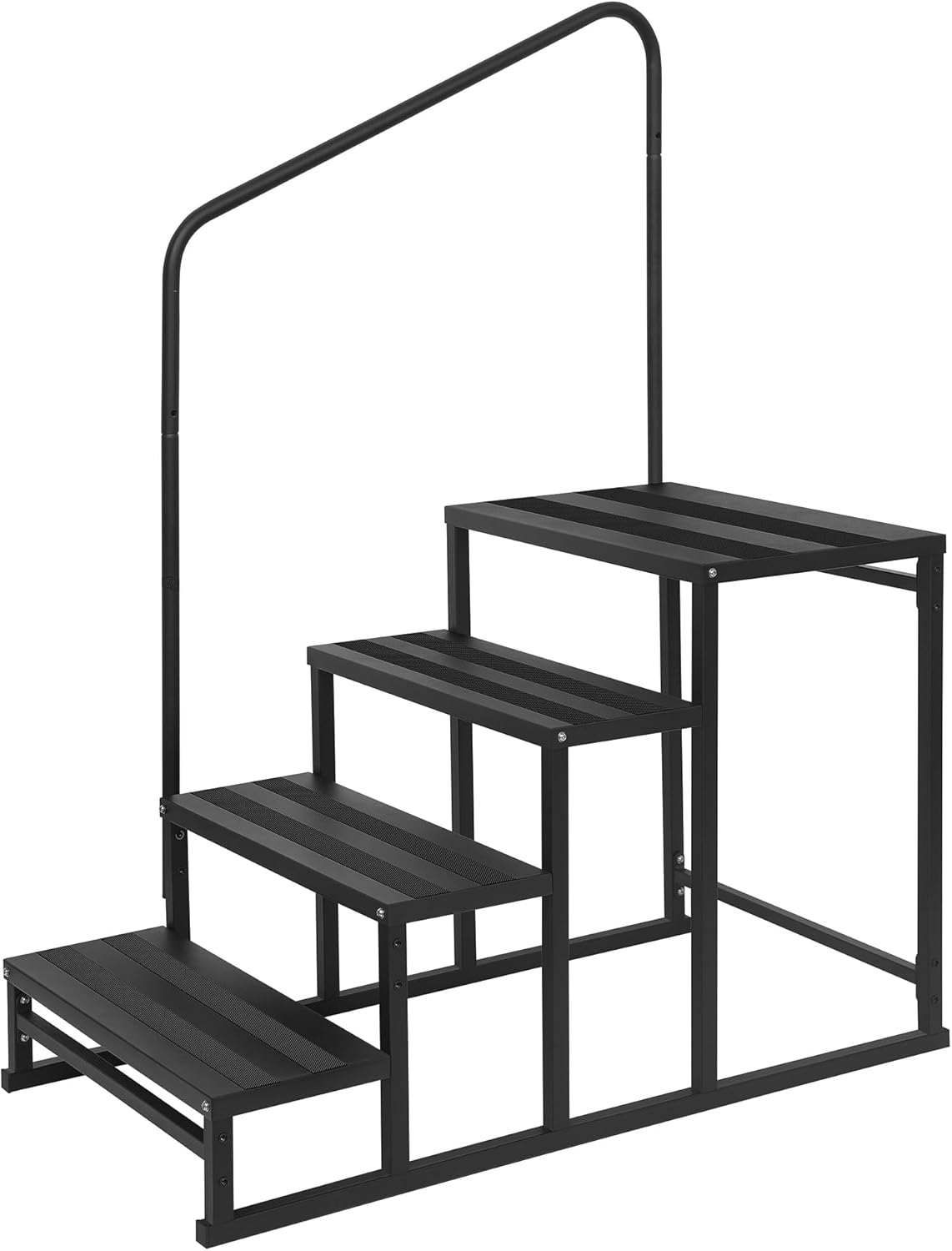 RV Steps with Handrail for Both Sides, 4 Step Stool with Handle for Elderly w/Wide Platform & Anti-Slip Mats, Portable Stairs for Hot Tub/Camper/Mobile Home/Porch/SPA Pool/Pet Stairs