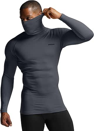 TSLA 1 or 2 Pack Men's Thermal Long Sleeve Compression Shirts, Mock/Turtleneck Winter Sports Running Base Layer Top