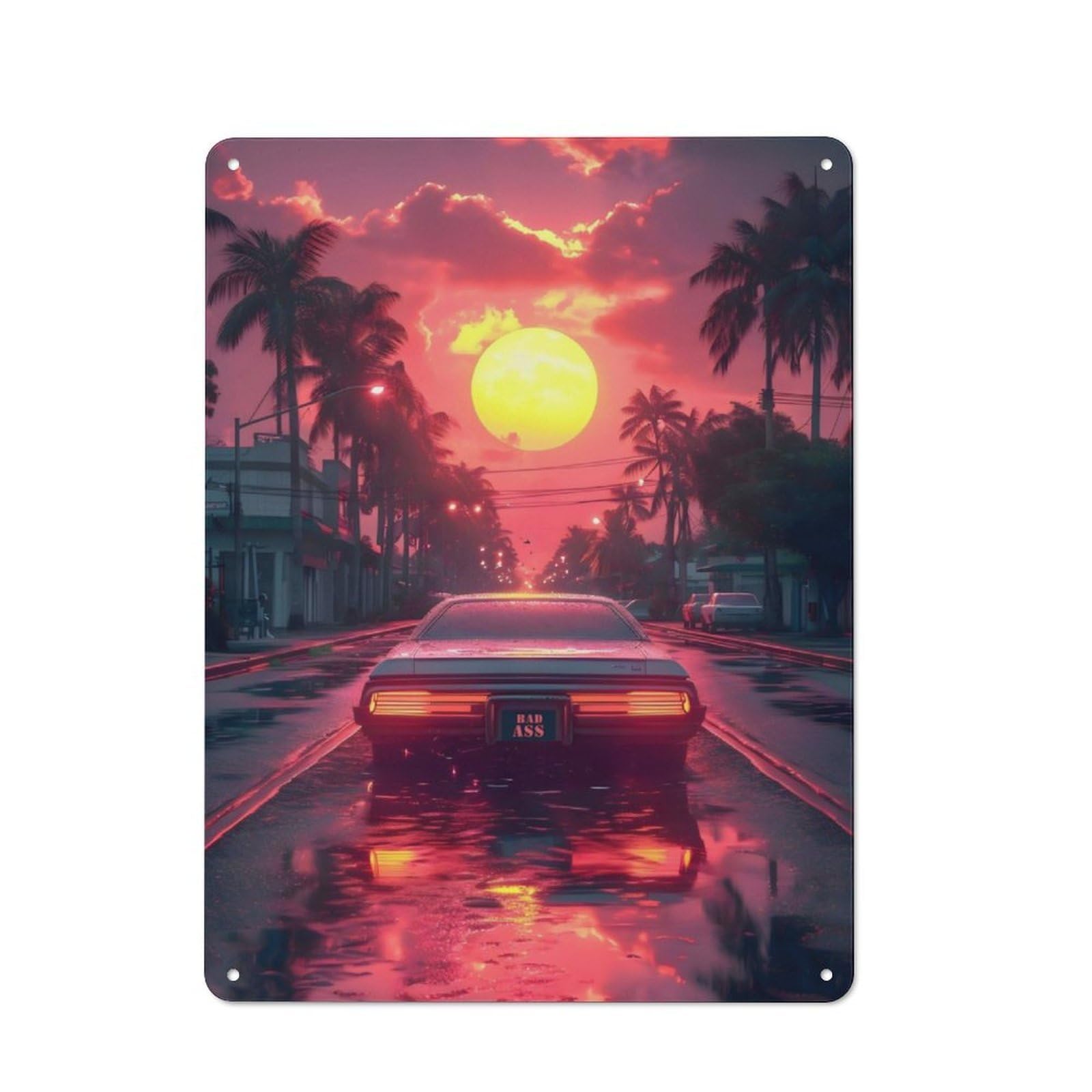 Junmoney Synthwave Poster Vintage Retro Metal Sign 40X30cm, Vintage Wall Decor For Kitchen, Hallway, Bar Or Small Cafe