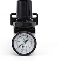 Vista 2 de Regulador de presión de aire SNS rosca hembra 1/8 NPT 0-150 PSI ajustable, con soporte y manómetro AR2000-N01