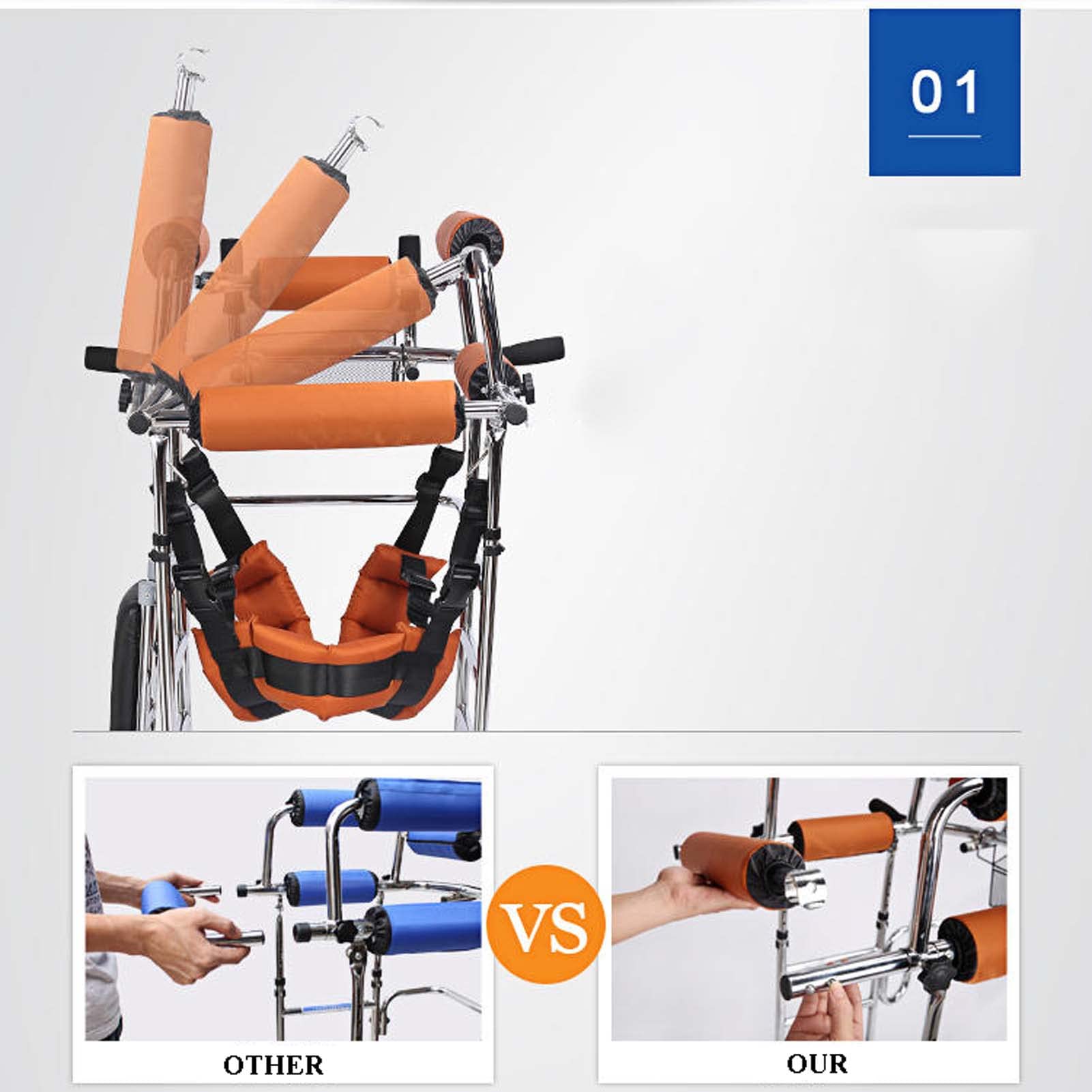 YSUEFIJO Deambulatore per Anziani 8 Ruote da Esterno, Rollator Alluminio Regolabile Individualmente, Girello per Anziani Ascellare, capacità di Carico Fino a 150 kg, per Adulti o Disabili