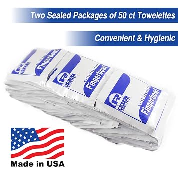Royal Moist Towelettes, Wet Wipes/Naps, Alcohol-free, Individually Wrapped, Lemon-scented, [100 ct, 2 Sealed Packages of 50 ct, 4.75x 6.25] Made in USA