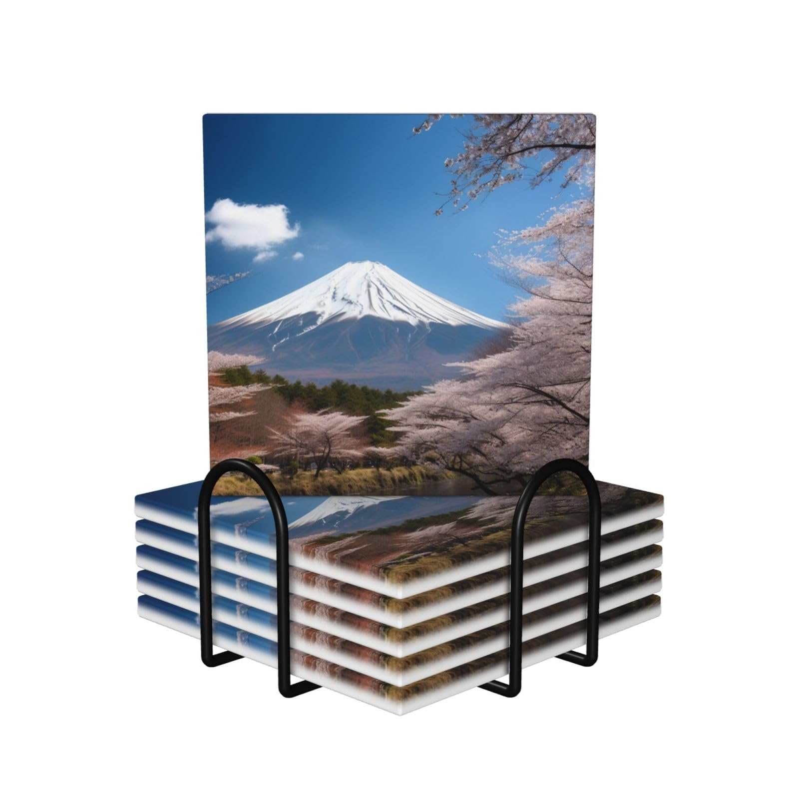 Tapis de tasse en céramique au design japonais élégant avec support métallique