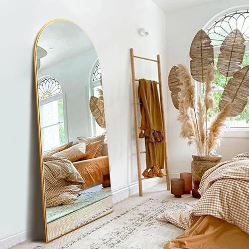 ITSRG Espejo de piso de longitud completa espejo de suelo arqueado espejo de pared de longitud completa espejo dorado de longitud completa espejo de