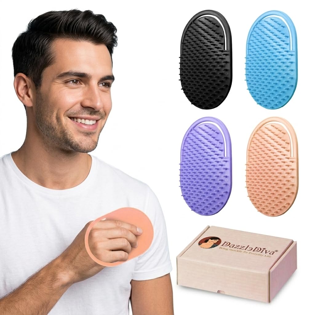 DazzleDiva Pocket Palm Comb Pocket Brush Portable Shampoo Pocket Comb Scalp Massager Comb Beard Comb Hair Washing Tool Unisex Pets Assorted Colours Multicolor Set for Hair Beard Massage Portable Soft, Ideal for Home Office Travel Pets 4Pcs-image-14