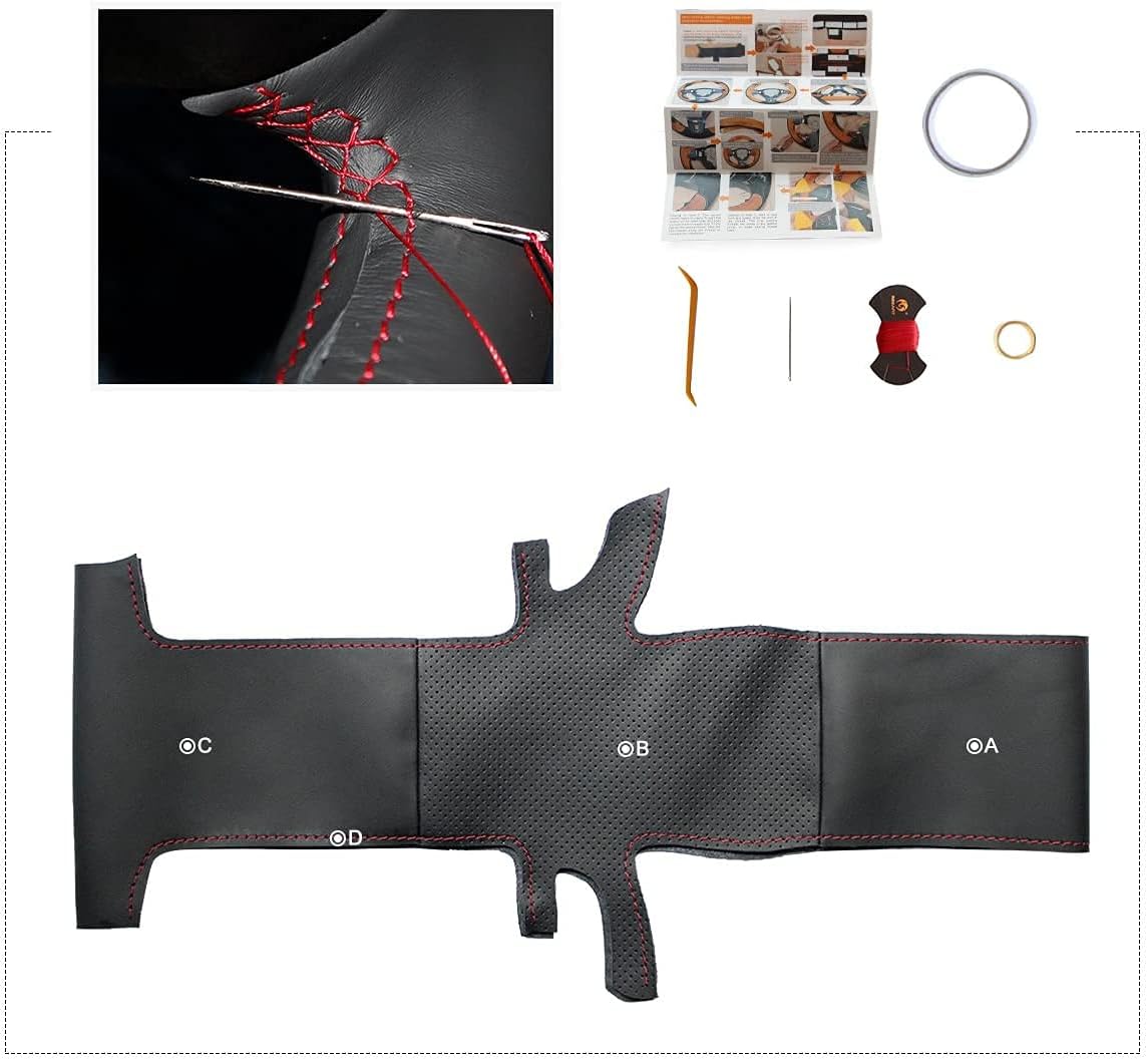 MEWANT Custom Design Artificial Leather Steering Wheel Cover Wrap for Toyota RAV4 Corolla Celica MR2 IS200 IS300 (with Multi-Function Button)