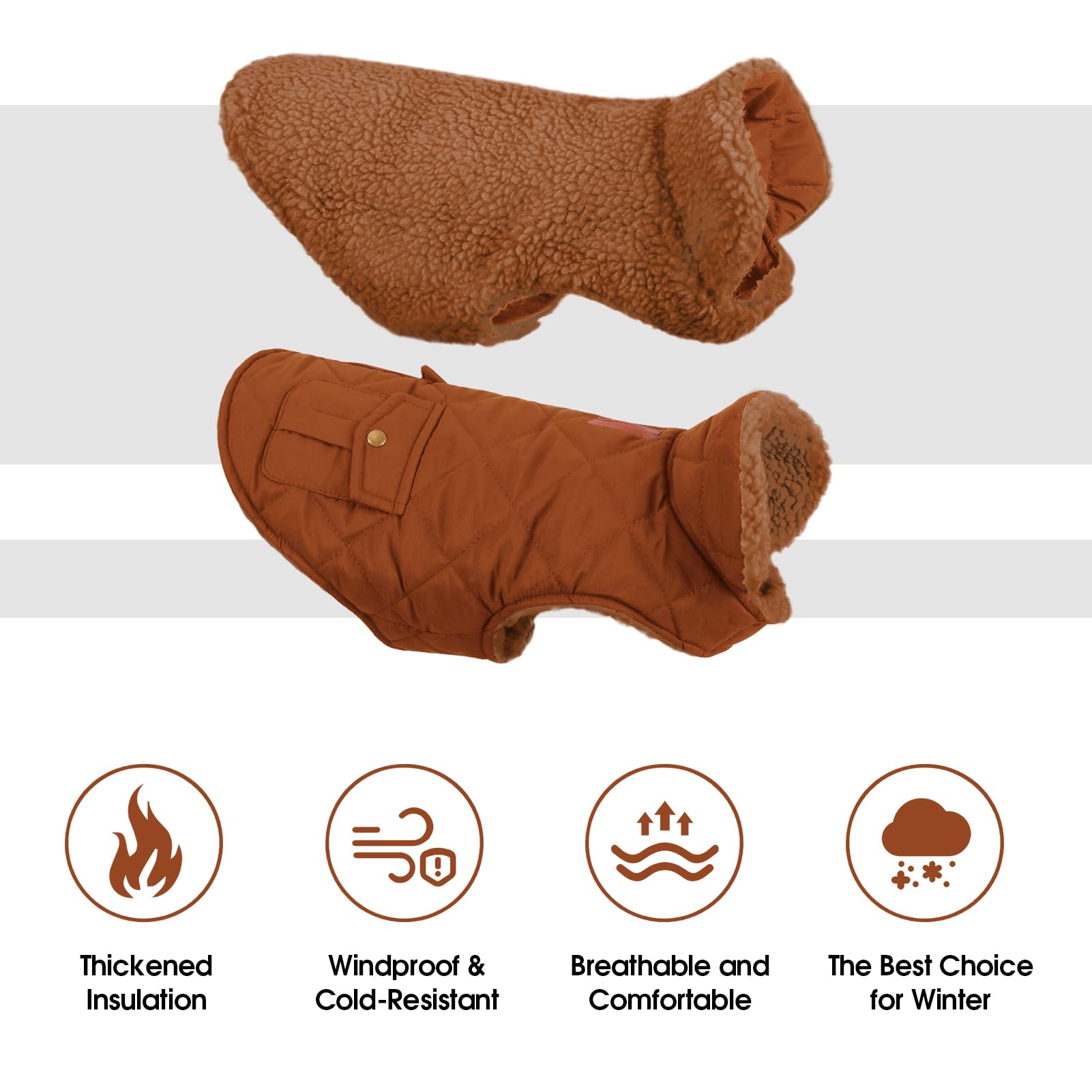 CITÉTOILE Winterjas hondenjas, warme winterjassen met fleece voor honden, hondenjas, hondenkleding, hondentrui, hondenjas met tuigje gat voor chihuahua teckel, rood, M