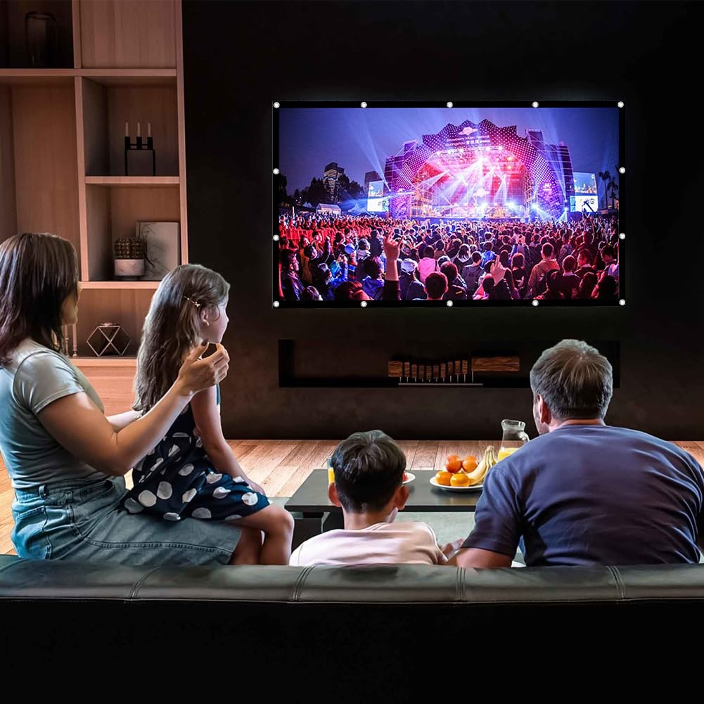DASIAUTOEM Écran de projection pliable 100", 16:9 HD 4K, écran de projection pliable, écran portable pour la maison, les événements sportifs, l'école, les réunions, le home cinéma