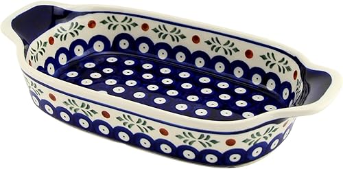 Polish Pottery Market Zaklady Ceramiczne Boleslawiec Poland - Plato rectangular para servir de 10 pulgadas de largo x 5.25 pulgadas de ancho