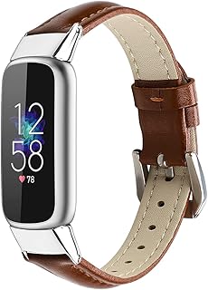 AISPORTS Compatible with Fitbit Luxe Band Leather for Women Men, Soft Breathable Leather Sport Wristband Metal Classic Buckle Bracelet Replacement Band for Fitbit Luxe Fitness and Wellness Tracker