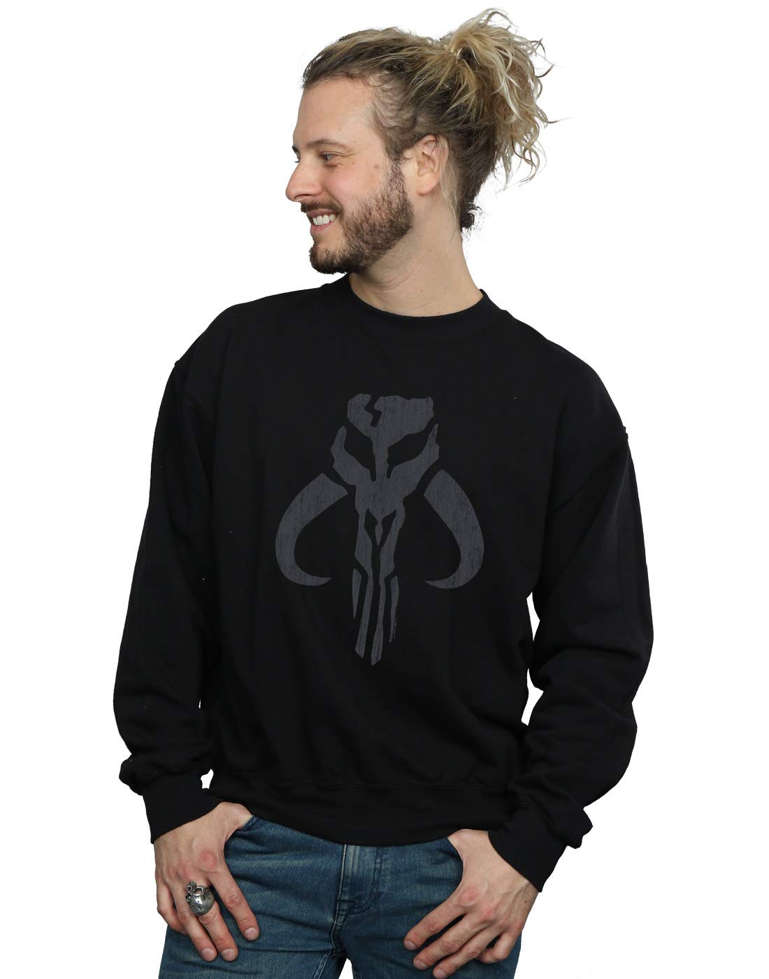 Absolute Cult Star Wars Men's The Mandalorian Banther Skull Sweatshirt Black Large