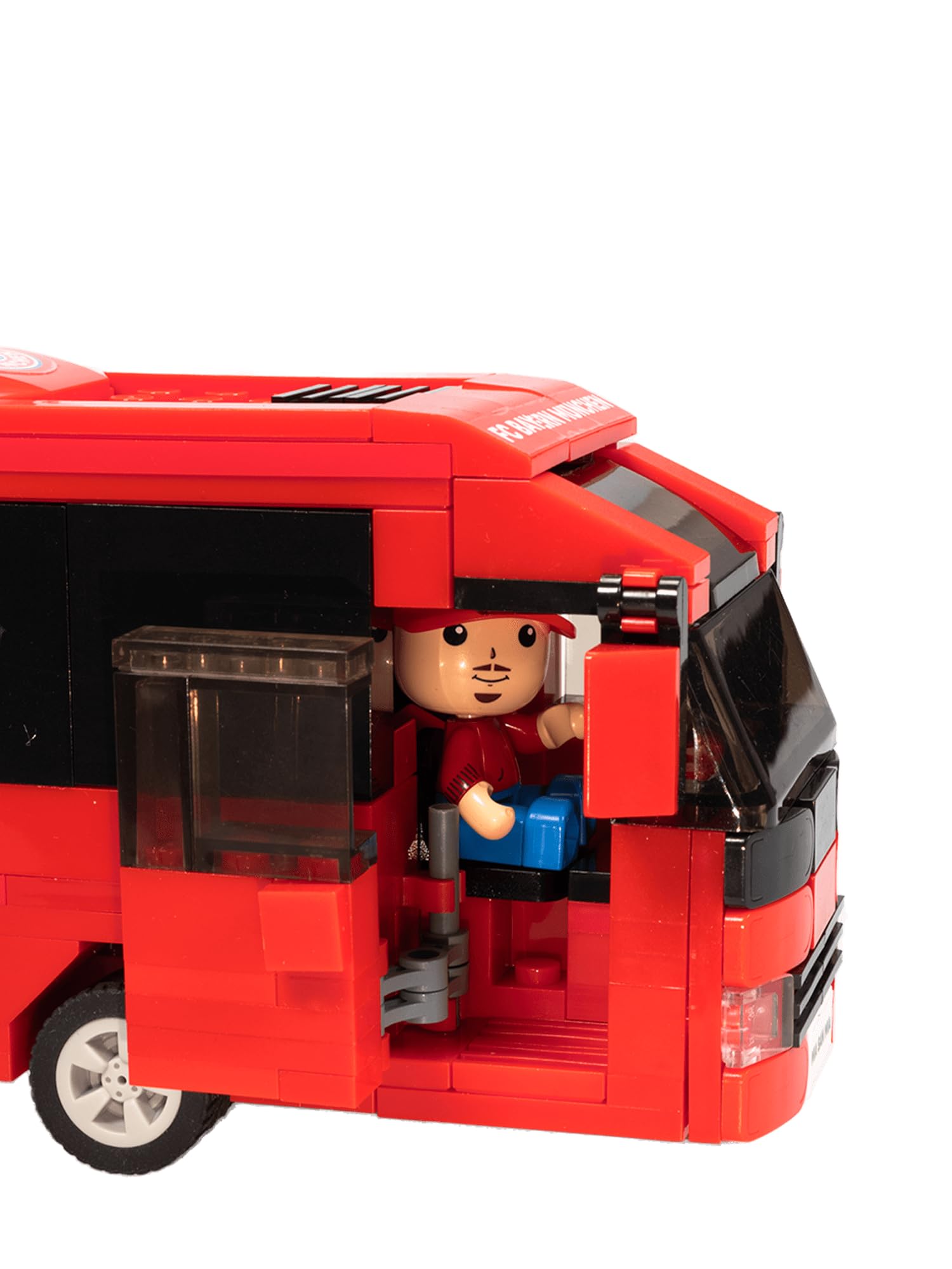 FC Bayern München Klemmbausteine Mannschaftsbus (Rot) I 340 Teile Bausatz für Kinder ab 6 Jahren I Kompatibel mit Klemmbaustein-Systemen I Offiziell lizenziert