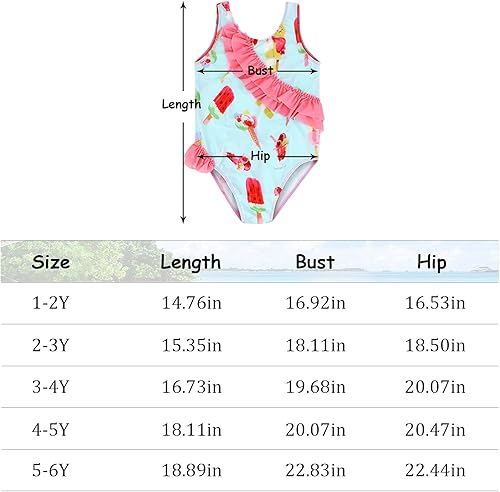 Miniatura 6 de Traje de baño de una pieza para niña pequeña Traje de baño de dos piezas para niñas de 1 a 6 años