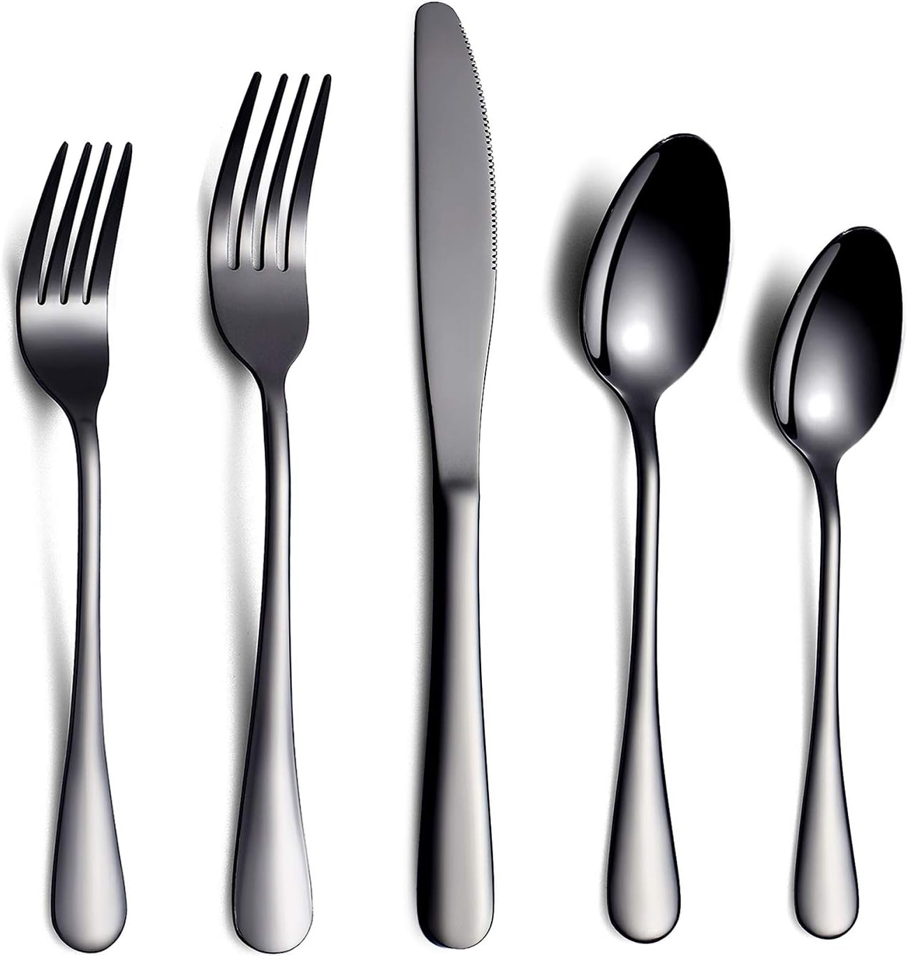 Black Flatware Set 20 Piece Service for 4, Black Titanium