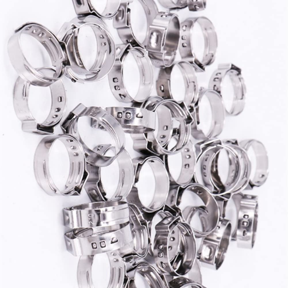 10,8–13,3 mm Quetschklemmen, stufenlos, einzelnes Ohr, dicht schließend, vibrationsfest, für feste Schläuche und Rohre, 304 Edelstahl, Packung 100, 10,8, 13,3 mm