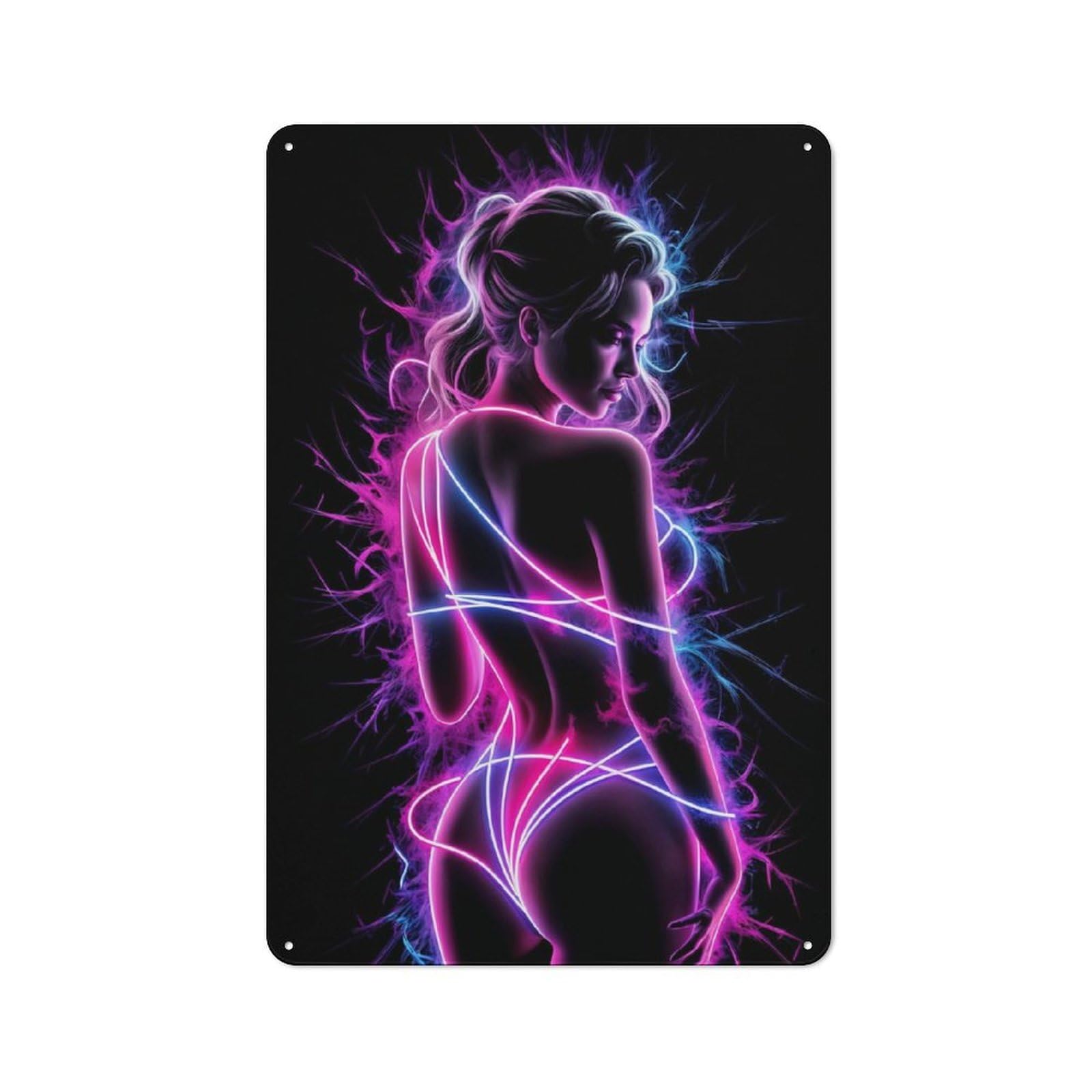 Junmoney Girls Sexy Neon Decorative Metal Plaque For Bar Wall, Pub Room And Party Space, Gift For Friends, Dad Or Home Bar Owners, 30X20cm