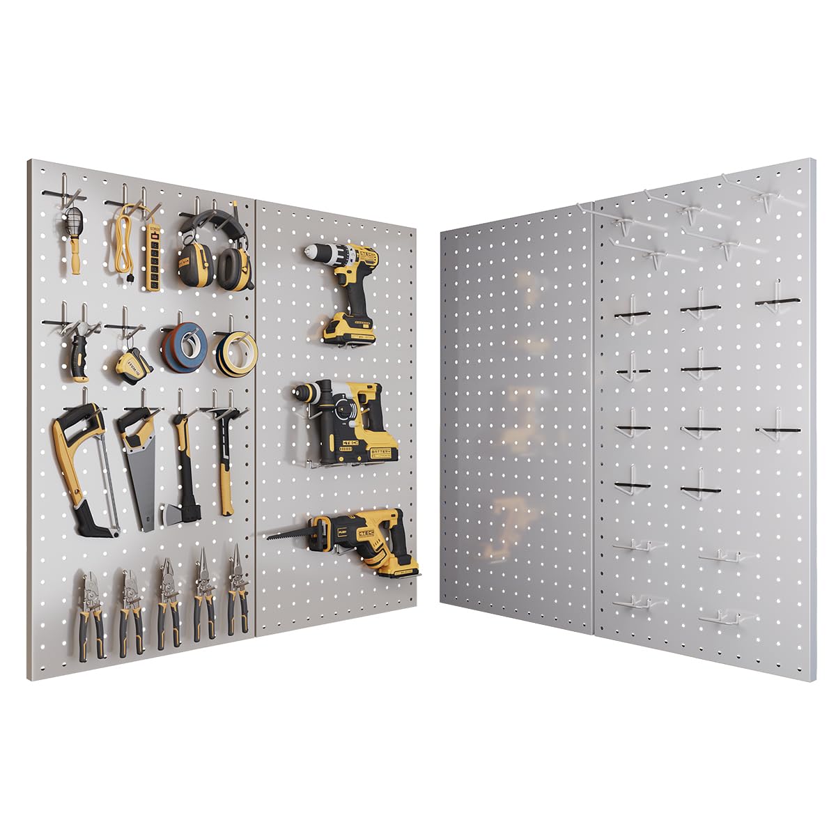 Metal Pegboard Wall Organizer, 12 x 24 in, Silver, 4 Pack