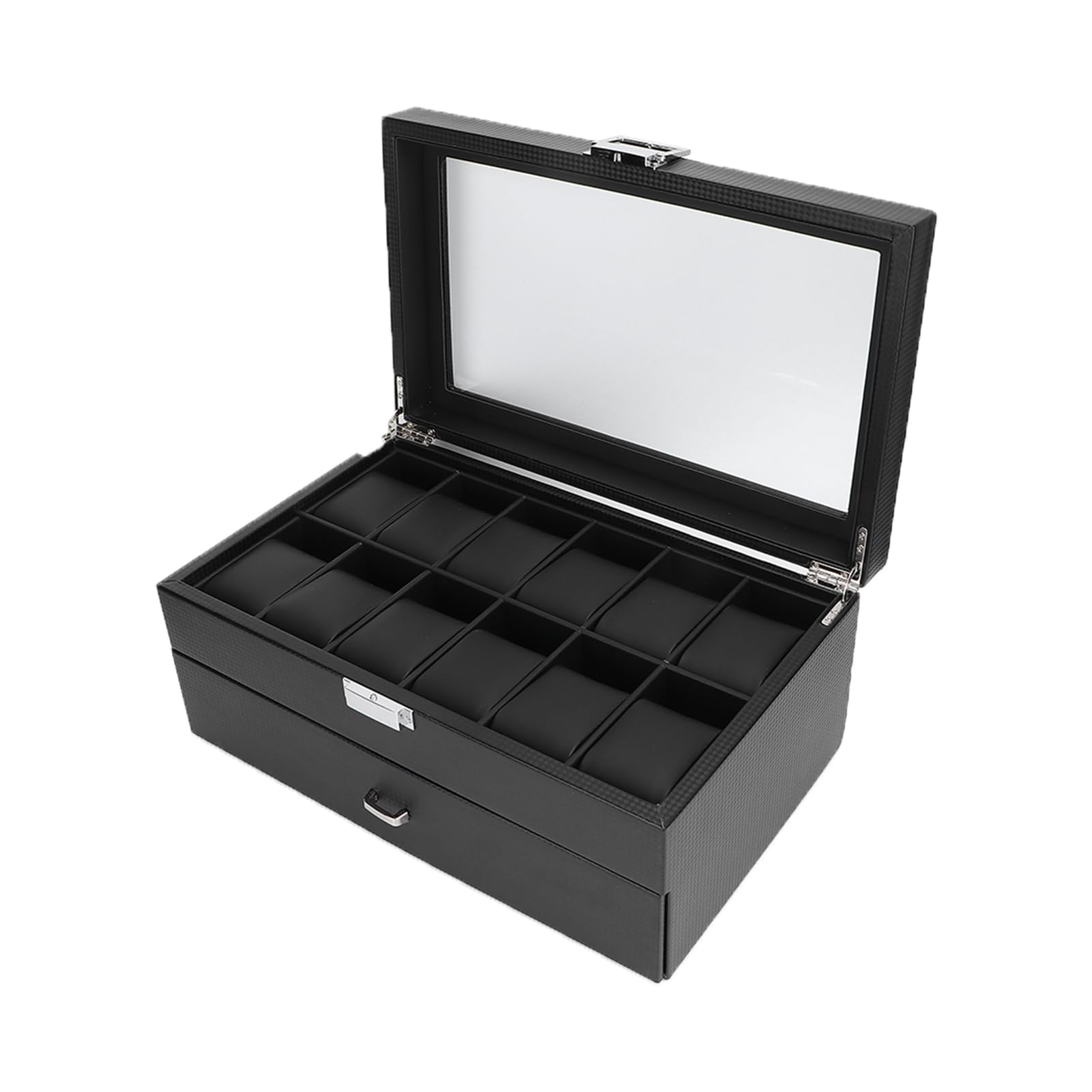 Boîte de rangement pour montre, 2 niveaux, 24 emplacements, boîte de rangement pour bijoux, organisateur avec couvercle transparent pour hommes et femmes, pour la maison, la