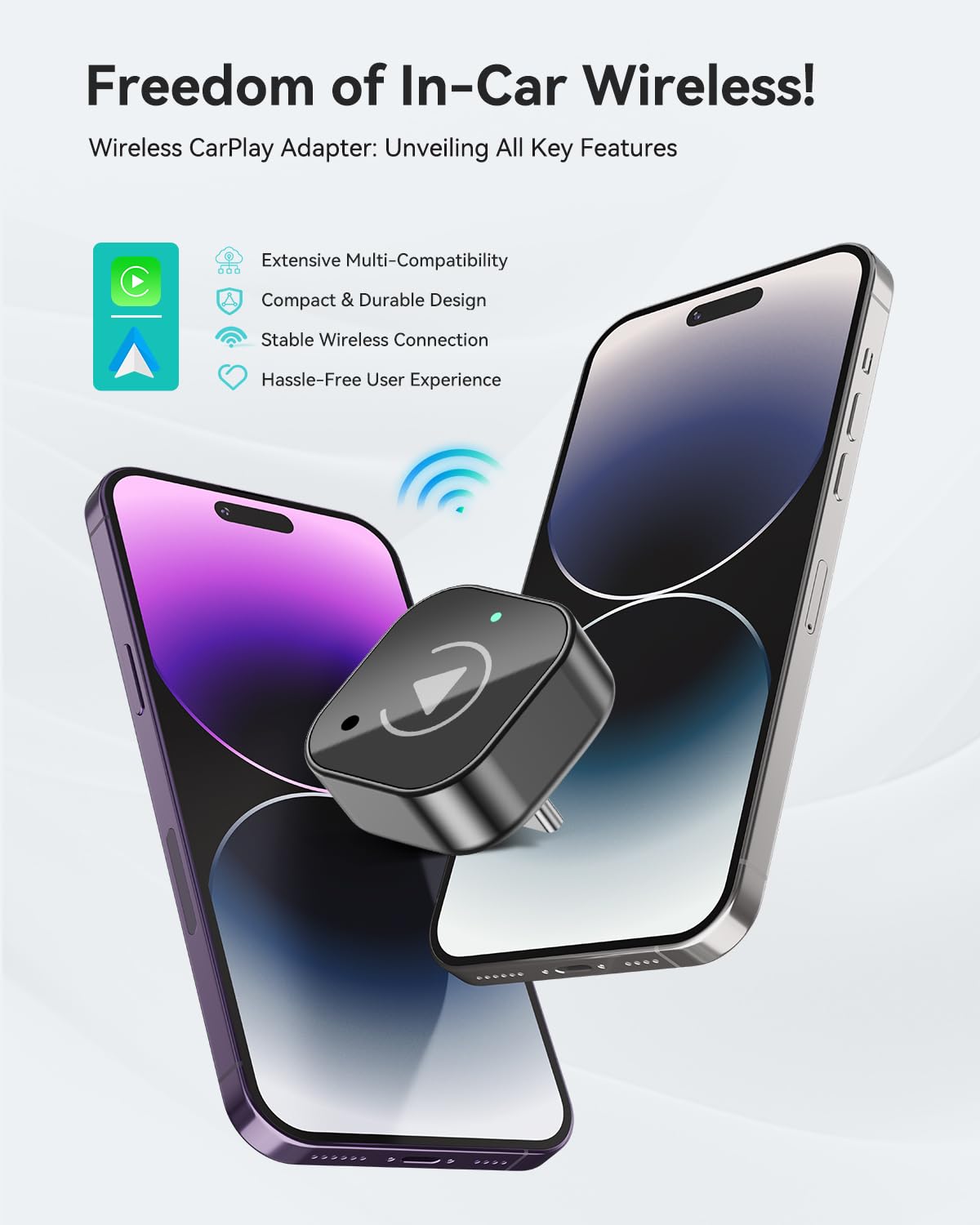 Spedal 2026 bezprzewodowy adapter CarPlay i Android Auto (złącze USB), klucz sprzętowy 2 w 1, WiFi 6 i BT 5.4, Plug & Play, stabilny i bez opóźnień, do pojazdów z systemami przewodowymi