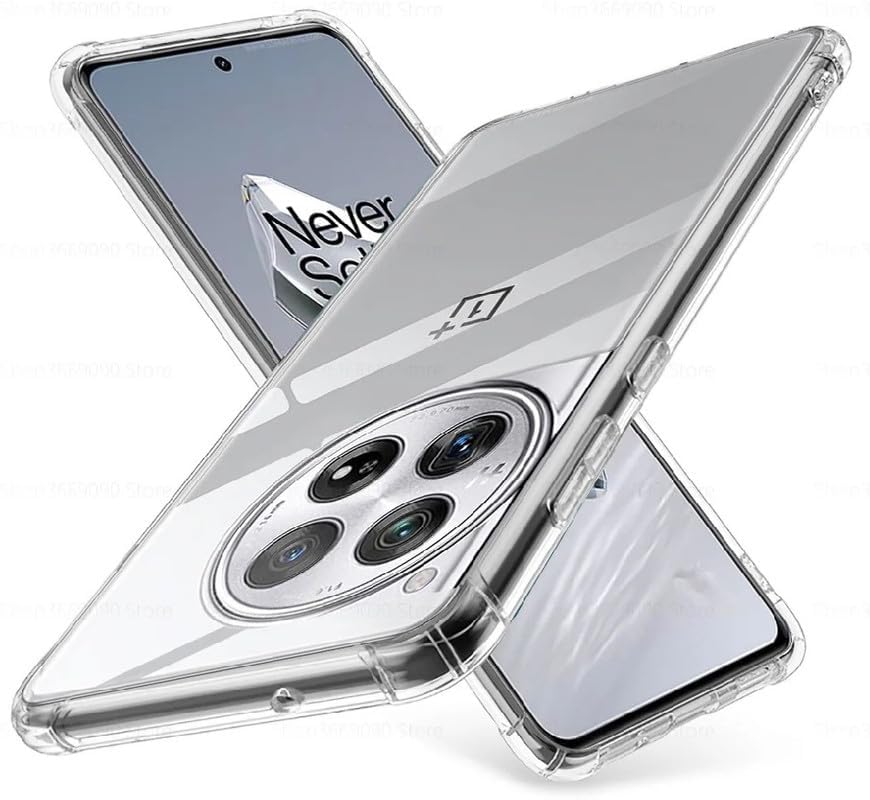 Image of Case Creation New Oneplus 12 Premium Imported 0.3mm Crystal Clear Totu Silicone Transparent Flexible Soft Corner Protection with TPU Slim Back Case Color Variation Cover for One Plus 12